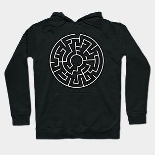 Complicated Circular Labyrinth Maze Vector Hoodie